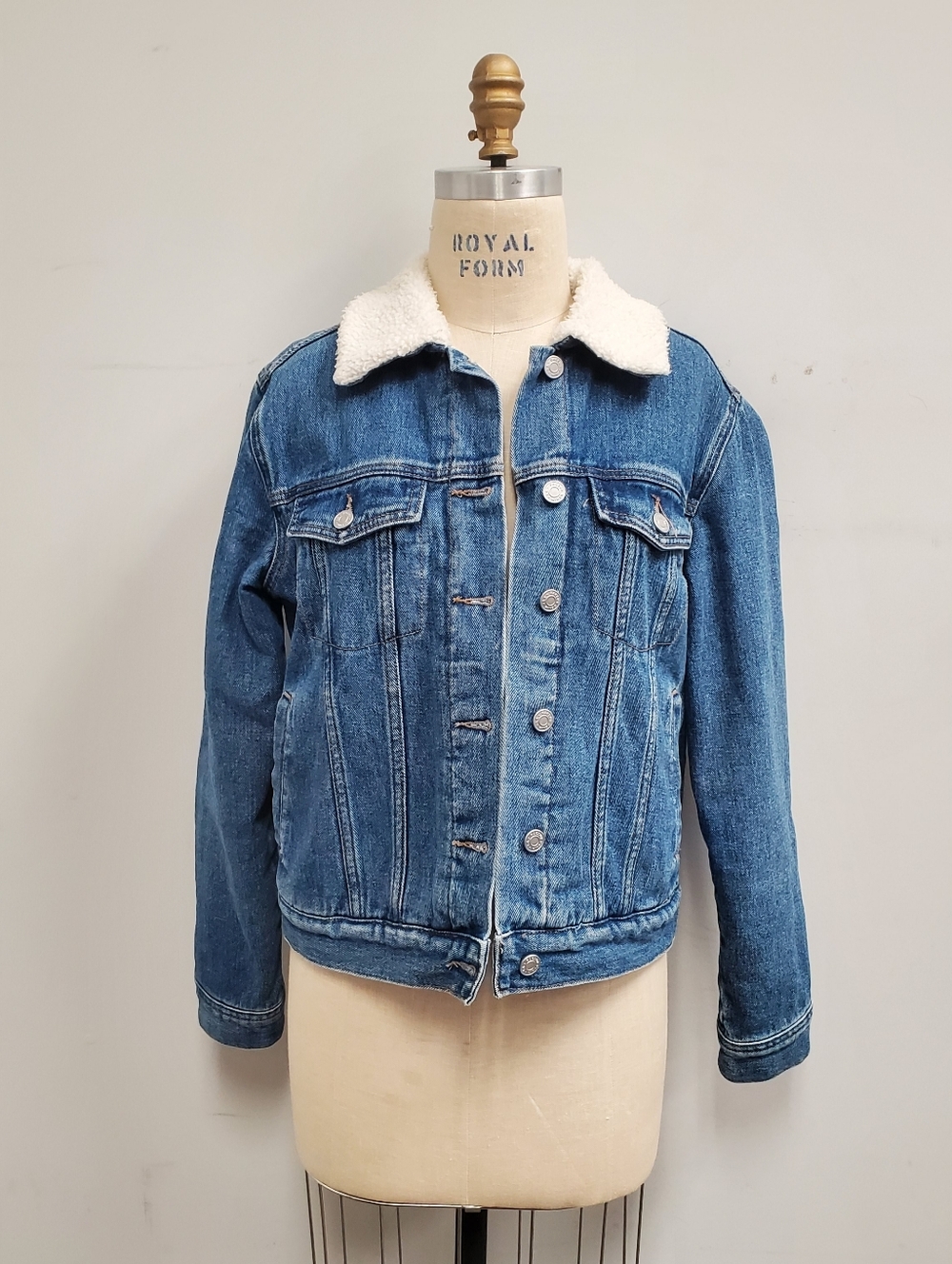 PacSun White Sherpa-Lined Denim Jacket